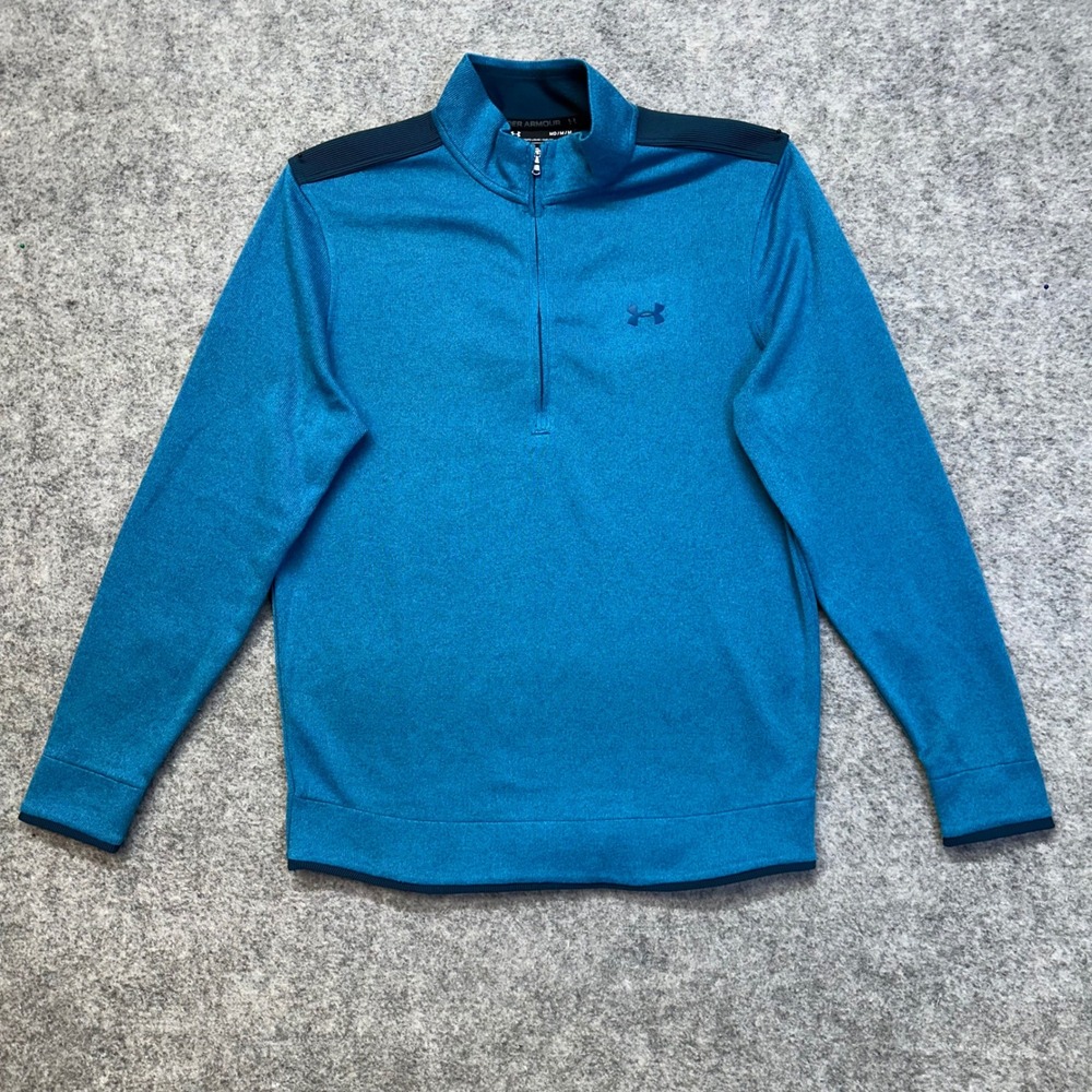 Under Armour Half Zip Pullover Womens Medium Blue Heathered Ribbed 13